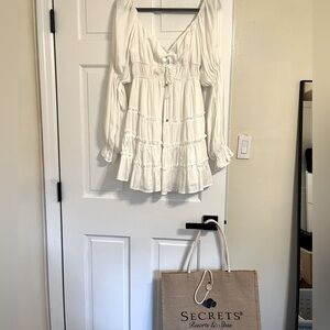 White Boho Peasant Dress